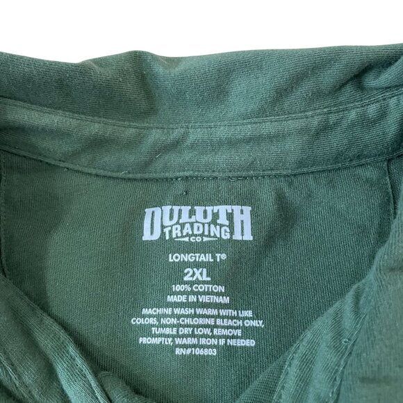 Duluth Trading Longtail T Polo Shirt Men's Size 2XL Green Cotton Long Sleeve - Picture 2 of 5